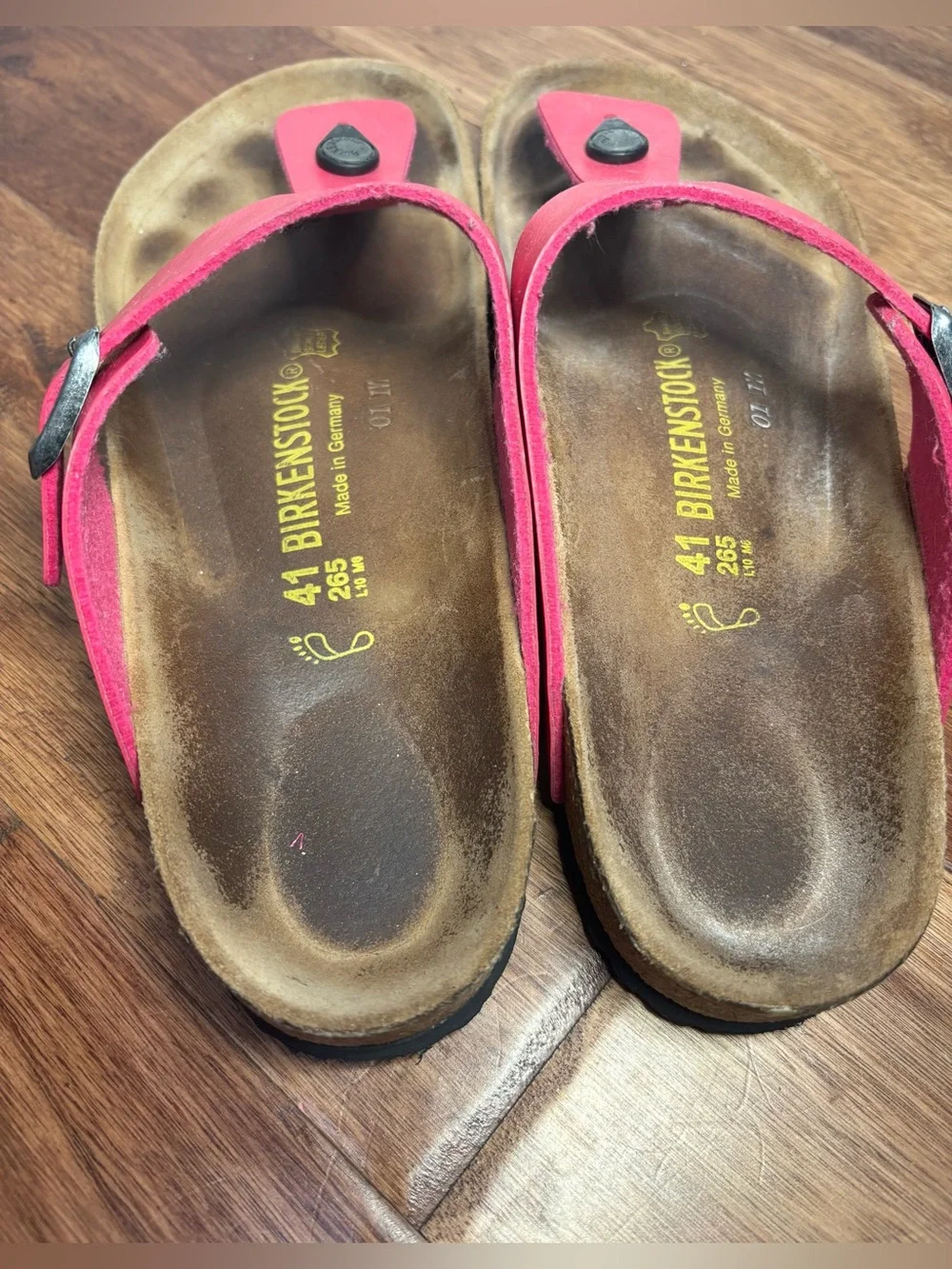 Birkenstock Women’s Hot Pink Gizeh Leather Thong Sandals - Size 10